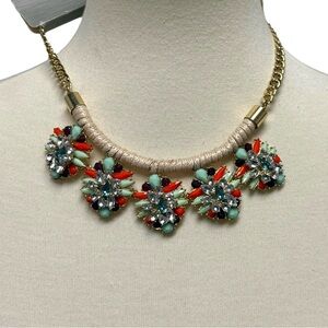 Target Statement Floral Cluster Necklace in Coral, Mint & Gold